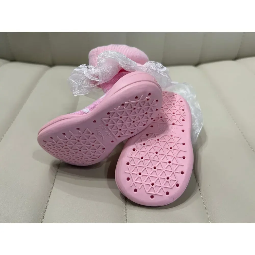 5/$15 Pink Polka Dot Sock Shoes - Nuby Snekz - 115/21.5